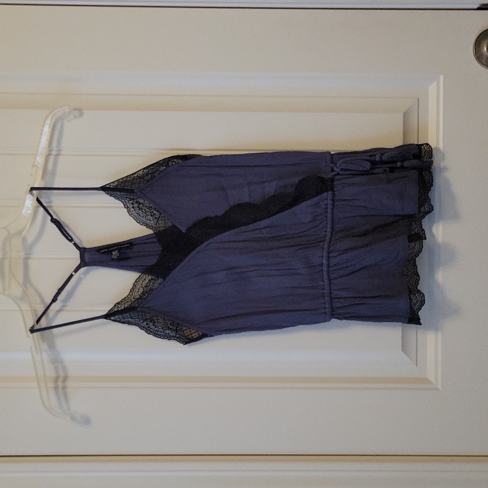Blue Lace Tank Top Blouse
